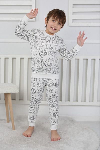 Yalçınoğlu Kids Set de pijamale de vis colorat + creion poate fi vopsit Remake