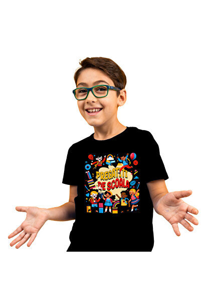 StoryGift Romania Tricou Copii cu Copii Veseli Educatie Gata De Scoala Teme C...