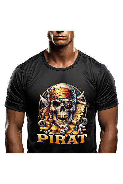 StoryGift Romania Tricou Barbati cu Craniu uman Mort Pirat Cu Dinti De Aur Si...