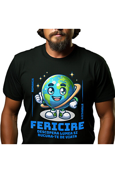 StoryGift Romania Tricou Barbati cu Planeta Pamant Vesela Poluare Adidasi Ver...