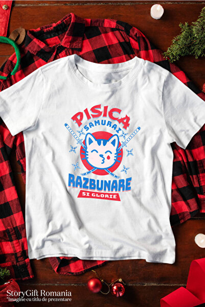 StoryGift Romania Tricou Femei cu Pisica Cu Lacrima Sange Sabii De Ninja Samurai , Animal Blanos, ,White_M