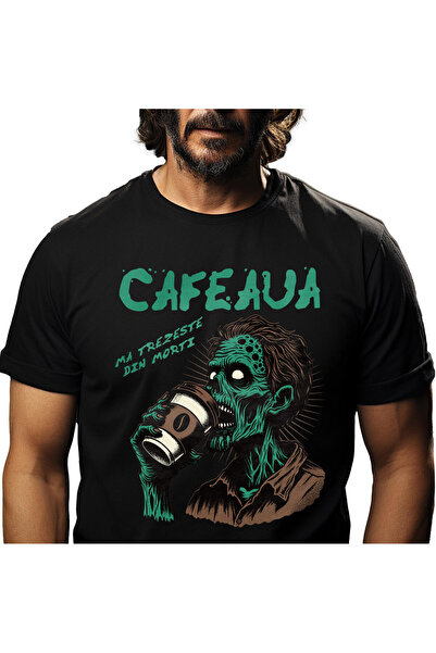 StoryGift Romania Tricou Barbati cu Iubitorii De Cafea Portret Zombie Scarry ...