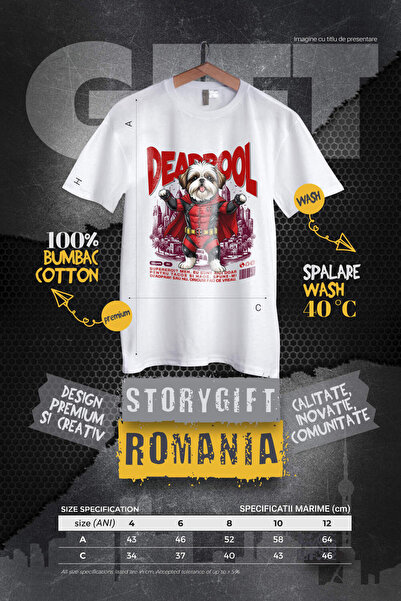 StoryGift Romania Tricou Copii cu Manusi Box Colorate Supereroi Personaje Contact Distractie Meci ,White_4ANI