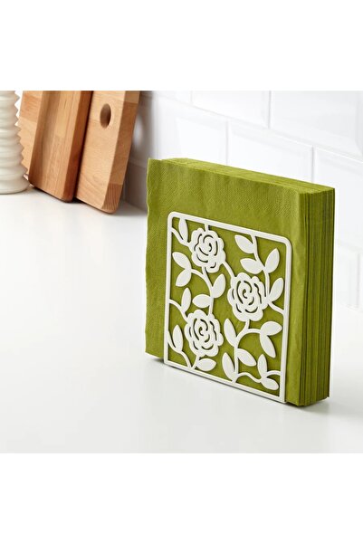 IKEA Tissue holder, white, 16x16 cm with paper napkins, white, 30x30 cm