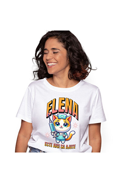 StoryGift Romania Tricou Femei cu Pisica Galbena Motan In Costum Medical Doct...