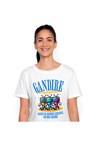 StoryGift Romania Tricou Femei cu Monitoare Mergatoare Vesele Colorate Gandir...