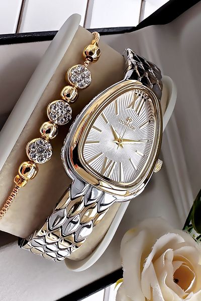 Homies Special Boxed Women Wrist Watch 3 Atm Waterproof Gold Color Steel Cord Wristband Hmb3001C2