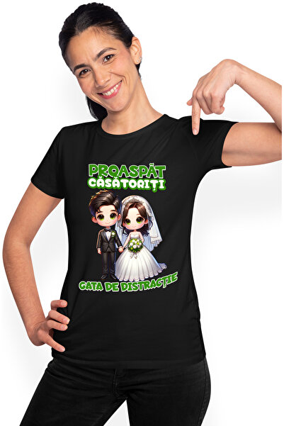 StoryGift Romania Tricou Femei Proaspat casatoriti, gata de distractie, famil...