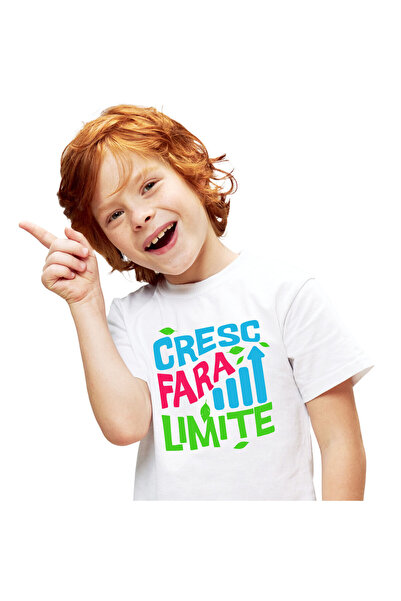 StoryGift Romania Tricou Copii cu Sageata Pozitiva Text Colorat Cresc Fara Li...