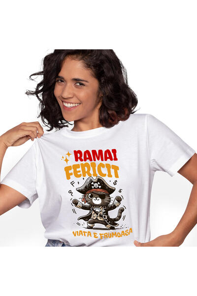 StoryGift Romania Tricou Femei cu Pisica Cu Palarie Si Tinuta De Pirat Pisica...