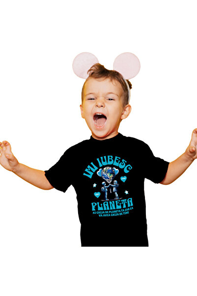 StoryGift Romania Tricou Copii cu Cuplu Copii Balon Aer Cald Planeta Pamant P...