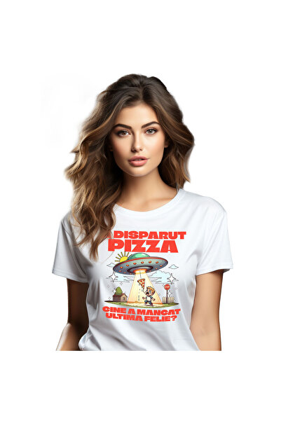 StoryGift Romania Tricou Femei cu Nava Spatiala Curte Copil Cu Felie DE Pizza...