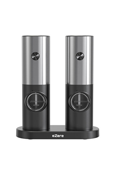 EZERE Pilli Işıklı Tuz Karabiber Değirmeni Otomatik Baharat Öğütücü 2li Paket