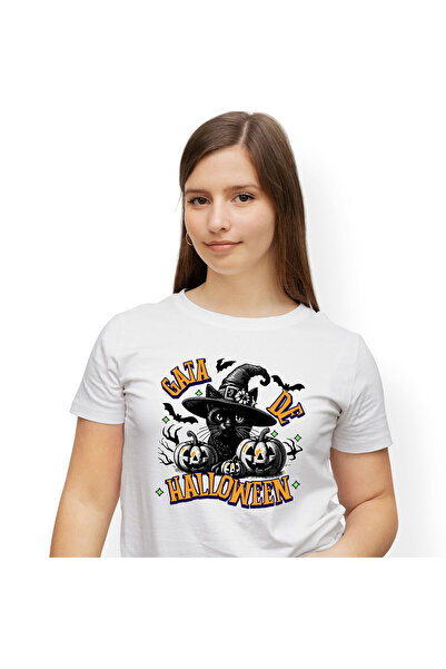 StoryGift Romania Tricou Femei cu Pisica Cu Palarie De Hallowen, Dovleci Film...