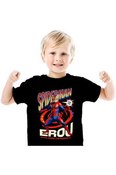 StoryGift Romania Tricou Copii cu Bengal Pisica In Costum de SpiderMan cu Pel...