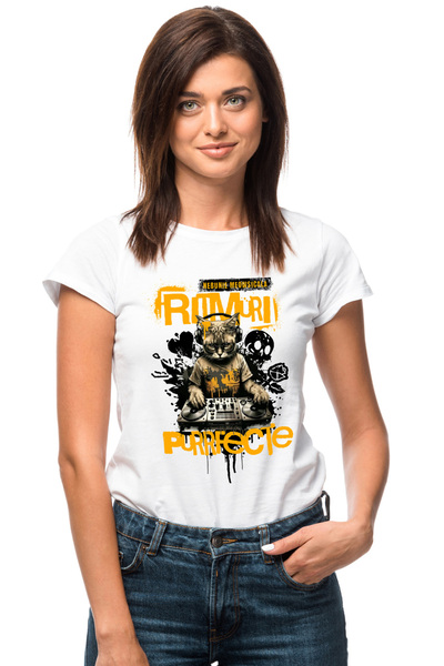 StoryGift Romania Tricou Femei Ritmuri PURRfecte, nebunie meowsicala cu impri...