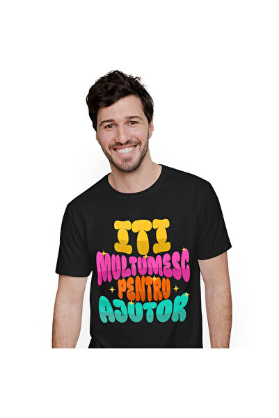 StoryGift Romania Tricou Barbati cu Mesaj Colorat Cu Stele Stralucitoare Mult...