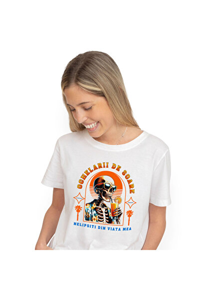 StoryGift Romania Tricou Femei cu Craniu Uman Cu Ochelari De Soare Si Camasa ...