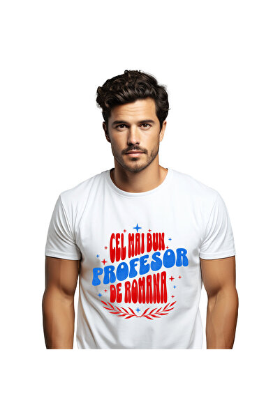 StoryGift Romania Tricou Barbati cu Mesaj Iluzie Optica Stele Colorate Profes...
