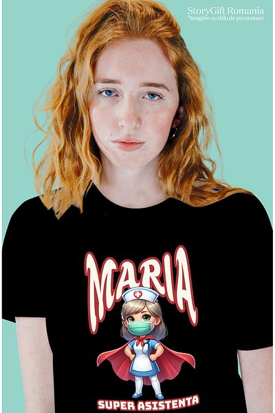 StoryGift Romania Tricou Femei cu Asistenta medicala Cu Pelerina Rosie Super Erou Masca Medicala c,Black_S
