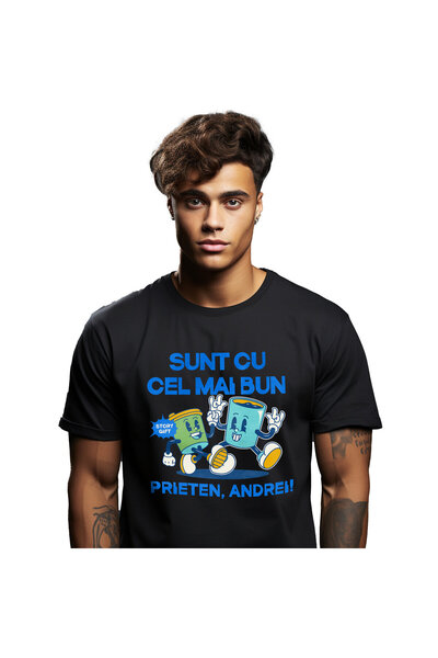 StoryGift Romania Tricou Barbati cu Pahar De Cafea Si Pahar De Apa Cei Mai Bu...