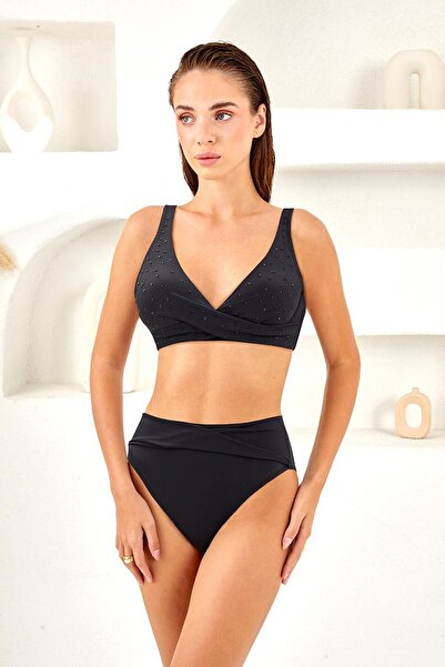 LAPIENO Set bikini cu imprimeu Stone Print și cupe cu balene, mărime mare