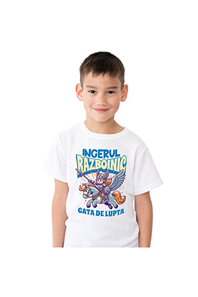 StoryGift Romania Tricou Copii cu Femeie Razboinica cu armura de fier Si Arma...