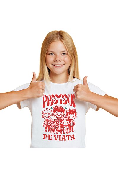 StoryGift Romania Tricou Copii cu Grup De copii, Iubire, Copilarie Amintiri Apreciere, Sinceritate,White_8ANI