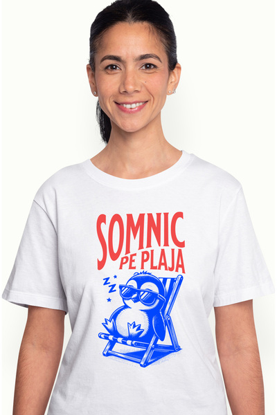 StoryGift Romania Tricou Femei somnic pe plaja, pinguin cu ochelarii de soare...