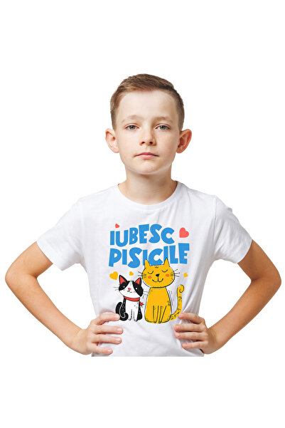 StoryGift Romania Tricou Copii cu Portret Doua Pisci Portocalie Si Neagra, Mo...