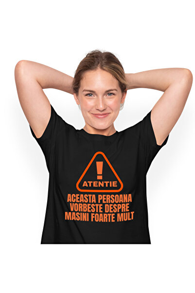 StoryGift Romania Tricou Femei cu Semn Atentie Iubitorii De Masini Curse Pasi...