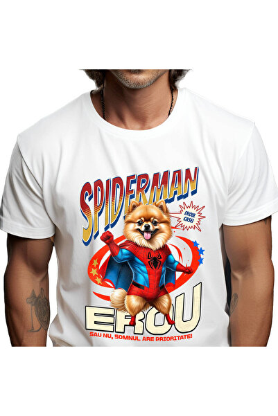 StoryGift Romania Tricou Barbati cu pomeranian Pisica In Costum de SpiderMan ...