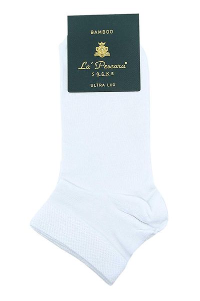 La Pescara White Plain Ultra Luxury Bamboo Single Half Men's Socks Crp363