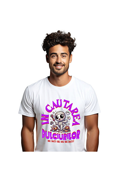 StoryGift Romania Tricou Barbati cu Mumie vesela De Hallowen, Fantome Si Dovl...
