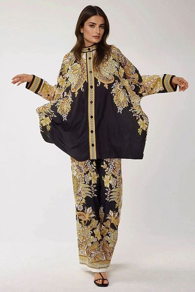 Hiccup Set de cămașă cu mâneci lungi și pantaloni largi cu model dublu modest