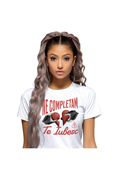 StoryGift Romania Tricou Femei cu Inima Rupta Stil Puzzel, Dragoste, Valentin...