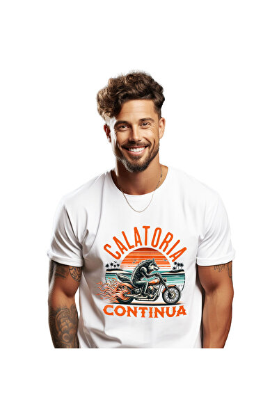 StoryGift Romania Tricou Barbati cu Lup Furios Pe Motocicleta Puternica flaca...