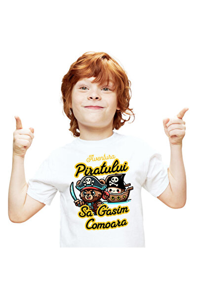StoryGift Romania Tricou Copii cu Urs Cu Palarie De Pirat Craniu Sabie Ascuti...