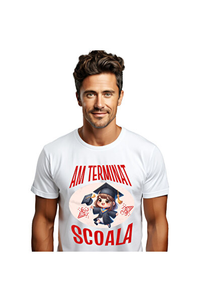 StoryGift Romania Tricou Barbati cu Fata Cu Breton Tinuta Absolvire scoala ed...