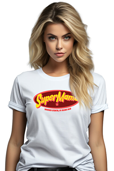 StoryGift Romania Tricou Femei Super mama eroul familiei mommy mom cu imprime...