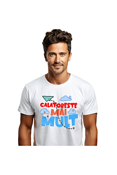 StoryGift Romania Tricou Barbati cu Iubitorii De Aventura Calatoreste mai Mul...