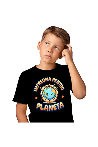 StoryGift Romania Tricou Copii cu Pui Planeta Pamant Maini Calde Reciclare Ve...