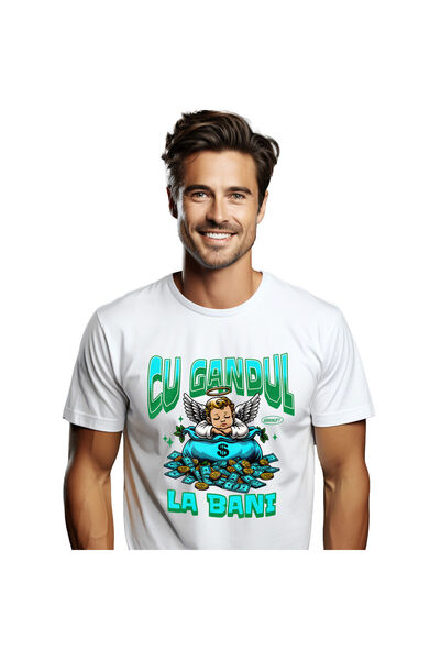 StoryGift Romania Tricou Barbati cu Inger Copil Cu Aripi Dormind pe Sac de Ba...