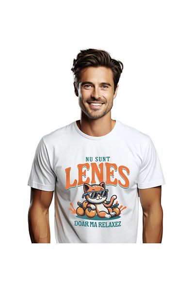 StoryGift Romania Men's T-shirt with Orange Cat with Sunglasses Relaxing, Kids, Vacation, White_L