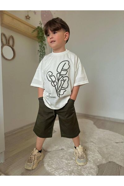 MİNİKO KİDS Boy's Linen Shorts with Pocket Model Cotton Shorts Suit