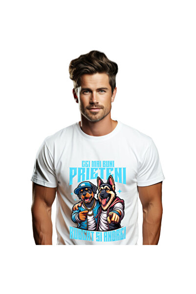 StoryGift Romania Tricou Barbati cu Caine Rottweiler Si Ciobanesc German Imbr...