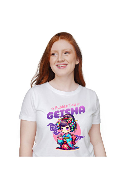 StoryGift Romania Tricou Femei cu Fata Stil asiatic Cu Ceai Rece Cu Bule Bautura Accesori Asiatice,White_XL