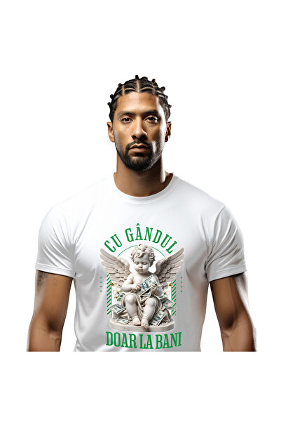 StoryGift Romania Tricou Barbati cu Statuie stil Grecesc Copil Inger Bancnote...