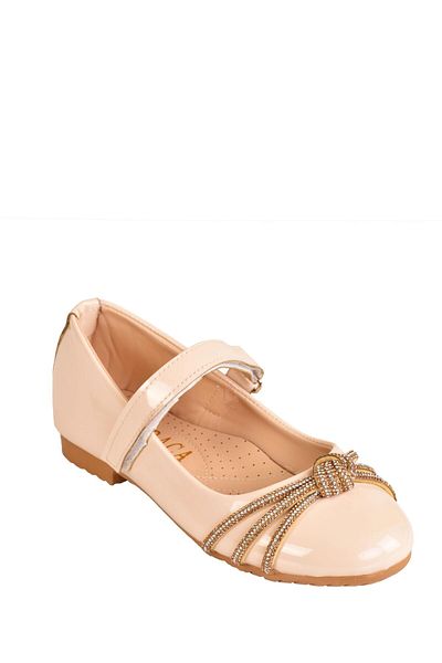 minibonito Girl's Anatomical Sole Stone Shiny Patent Leather Ballerina Shoes