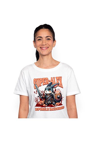 StoryGift Romania Tricou Femei cu Buton ON OF Gantera Supereroi Personaje Ene...